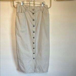 NY Jeans sz 12 Beige Button-Down Midi Skirt